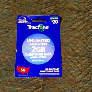 Tracfone unlimited talk and text plus 2GB carryover data 5g.